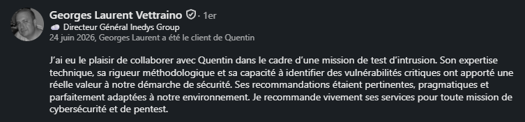 Recommandé par Georges-Laurent VETTRAINO - DG chez Inedys